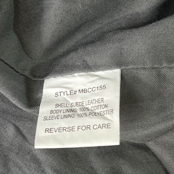 HYDEN YOO Mens Classic Bomber Coat Jacket Leather Ultra 100% Suede Sz S Zip Grey - Picture 8 of 9